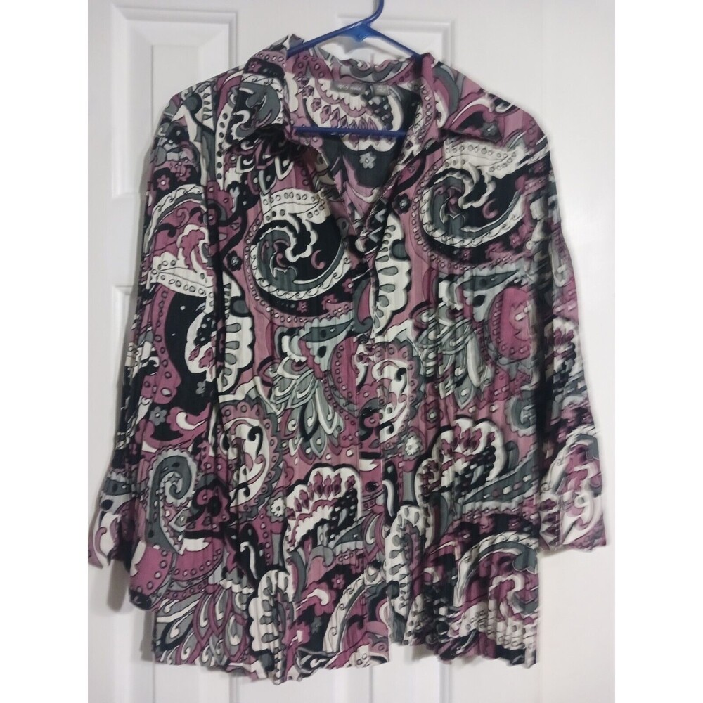Women's Apt. 9 Long Sleeve Paisley Blouse Size XL